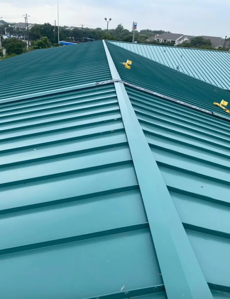 Green commercial metal roof ridge and valley for Metal Roof Repair in Hialeah Gardens